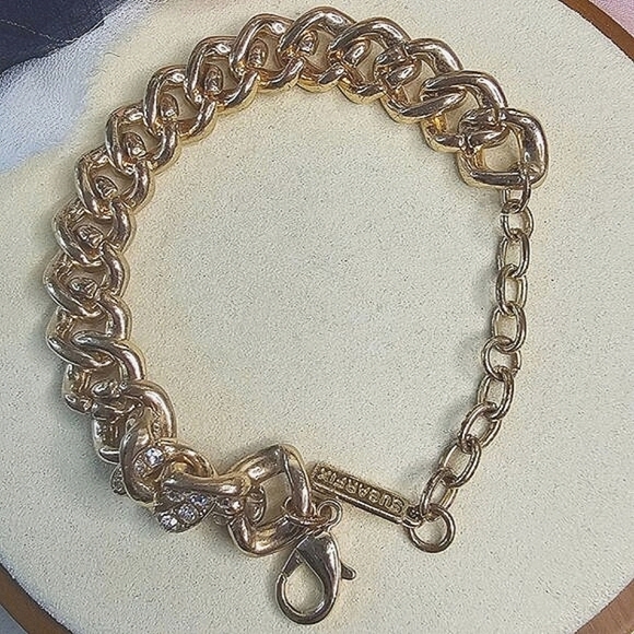 Sugarfix Sparkly Crystal Golden Chunky Chain Bracelet For Women Adjustable Lobst - Picture 8 of 8